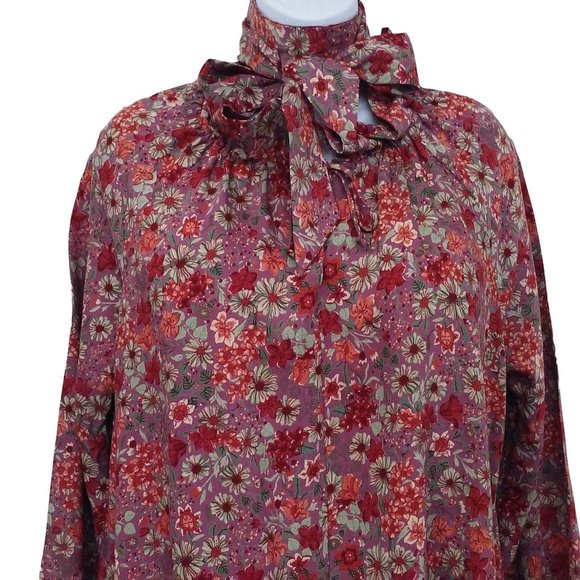 Vintage 80s Neil's Apparel Floral Shift Dress L(12) Pockets Ruffles Bow Belt - Picture 6 of 11